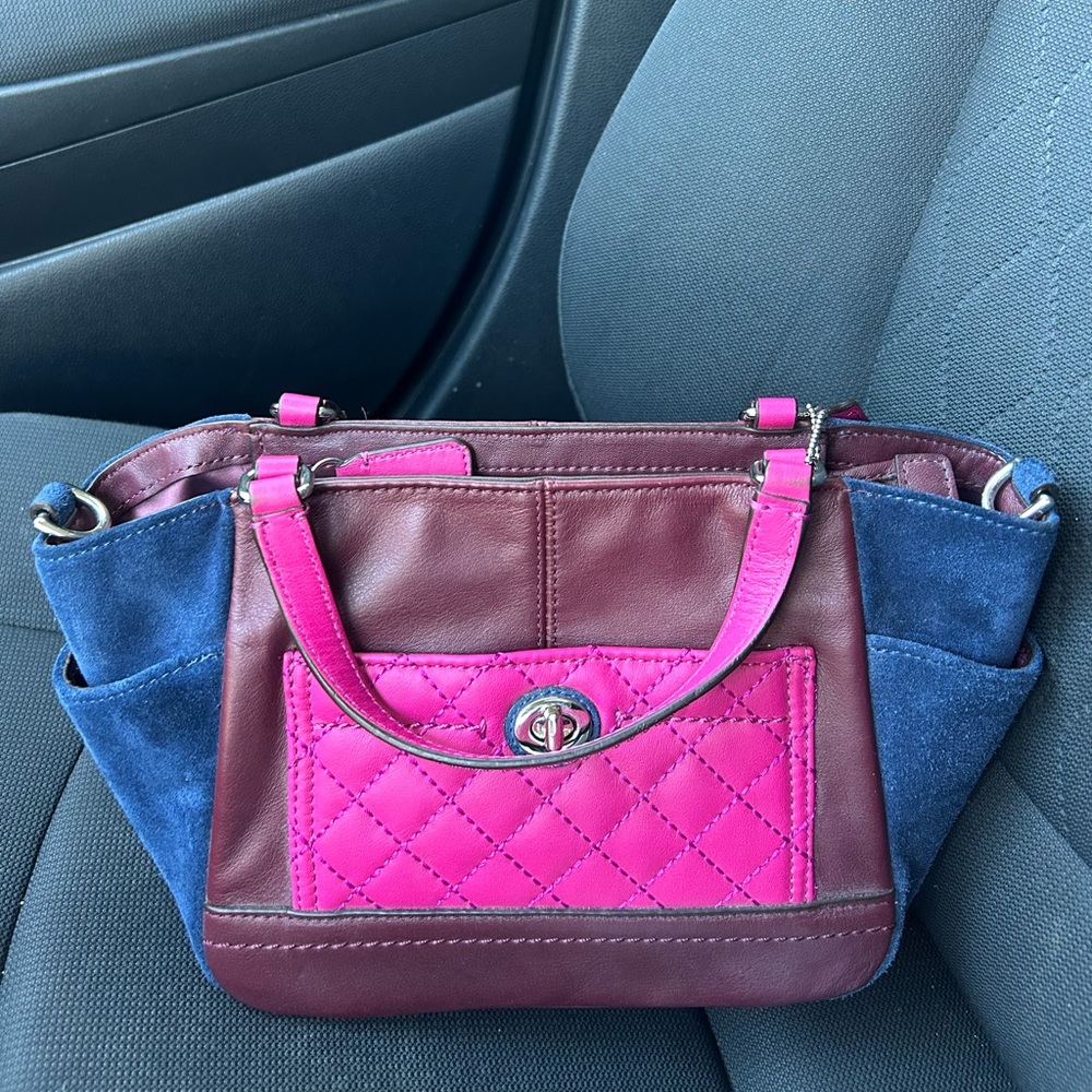 Coach Elegant Pink and Blue Shoulder Bag